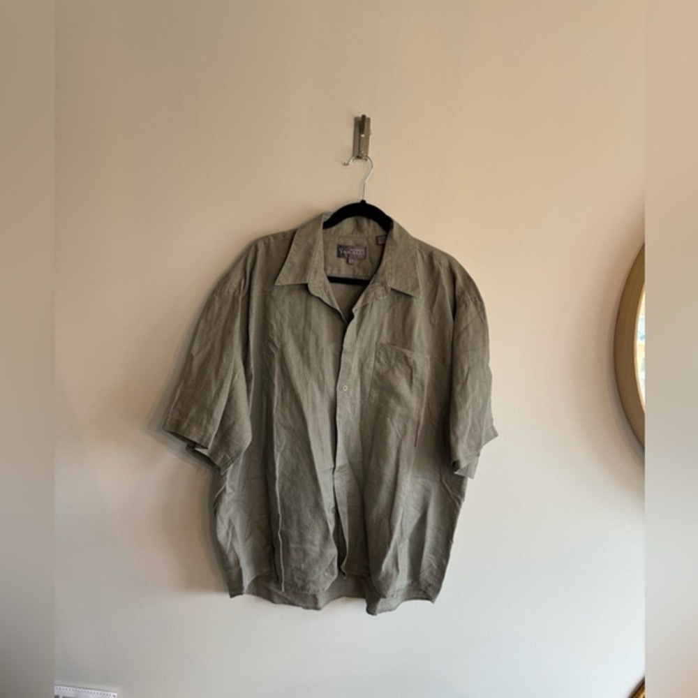 Giorgio varalli X-Large mens linen green button down shirt